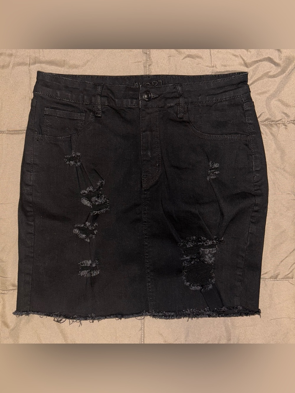 Rue21 Black Distressed Denim Mini Skirt